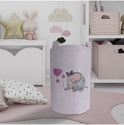 Resim BAMBAŞKA MODA Mor Sevimli Fil Desenli Oyuncak Sepeti Ve Çamaşır Sepeti Bmos-010 