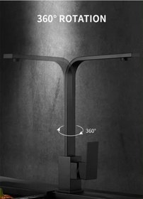 Resim Mutfak Bataryası Siyah Sus304 Paslanmaz Çelik Mutfak Eviye Bataryası 360 Derece Dönebilen Boru Siyah 