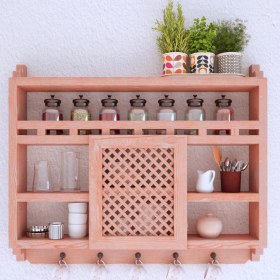 Resim Gudywood Ahşap Mutfak Fincan Askılı Terek Raf 