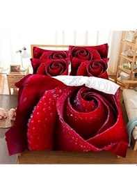 Resim King Size Çift Kişilik 4 Parça Pamuk Saten Nevresim Takımı Alev Kırmızısı 