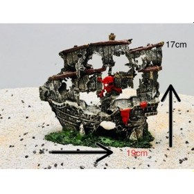 Resim Canlıpetshop Küçük Yelkenli Korsan Gemi Akvaryum Dekoru 1 Adet 