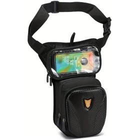 Resim Hightower Siyah 22 Inç Su Geçirmez Motosiklet Bacak Çantası Eva Dokunmatik Reflektif Büyük Kapasiteli Siyah 