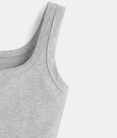 Resim Liona U Yaka Askılı Gri Renk Fitilli Crop Top Büstiyer Gri 