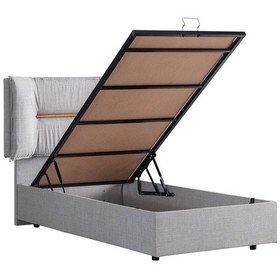 Resim Setaymobilya Baza, Lizbon Tek Kişilik Baza + Başlık + Comfort Yatak, Açık Gri 