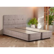 Resim Niron Yatak Luna Çift Kişilik Baza Başlık Seti - 6 Ayaklı Metal Iskeletli Sandıklı Kumaş Baza Ve Başlık Takımı 
