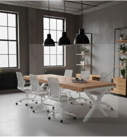 Resim raweyn Dogal Ağaç Sirius Toplantı Masası Beyaz Ayak 120*280*76 Cm-Açık Ceviz 