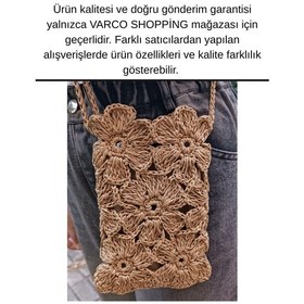 Resim Aksesuarsepeti El Yapımı, Astarlı, Kağıt İp, Ayarlanabilir Askılı, Telefon Çantası Kraft 