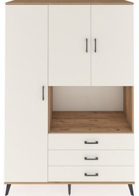 Resim Hyperion Dolap 6 Raflı 3 Çekmeceli 3 Kapaklı 132x44x195 Çam-aytaşı/aytaşı Aytası/aytası 