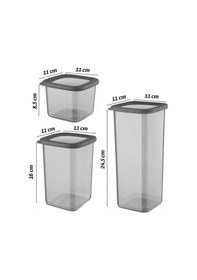 Resim 24'lü Set Etiketli, Kırılmaz Kare Erzak Saklama Kabı Antrasit X8 1,75 Lt/1,2 Lt/0,5 Lt Füme 