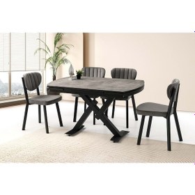 Resim Mobilgen Retro Gümüş 4 Adet Esinti Sandalye 130+52 Still Hg Açılabilir Masa Takımı Gümüş 