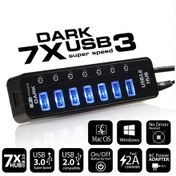 Resim Dark 7 Port Usb 3.0 Usb Çoklayıcı Çoğaltıcı + 1 Hızlı Şarj Hub 