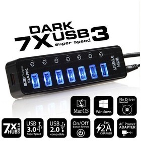 Resim Dark 7 Port Usb 3.0 Usb Çoklayıcı Çoğaltıcı + 1 Hızlı Şarj Hub 