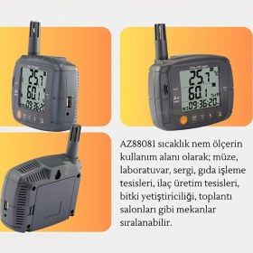 Resim Sevgift Az 88081 Profesyonel Sıcaklık ve Nem Ölçer | Kayıt Özellikli 