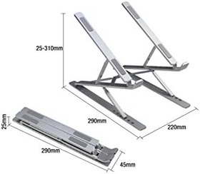Resim Çift Katlı Ayarlanabilir Laptop Stand Katlanabilir Alüminyum Tablet Notebook Stand Dizüstü Bilgisayar Standı 