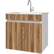 Resim banos Ld3 Ayaksız 2 Kapaklı Lavabolu Tesbih Mdf 65 Cm Banyo Dolabı 