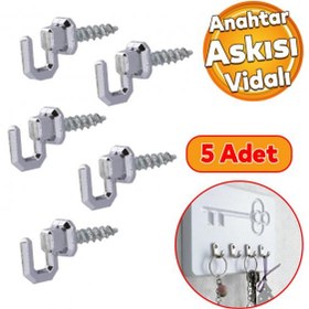 Resim Çengelli Duvar Dolap Çekmece Kapı Metal Anahtar Askı Anahtarlık Askısı Vidalı (5 ADET) 