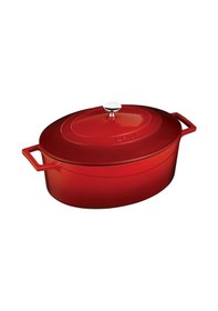 Resim Lava Folk Oval Döküm Demir Tencere 29 CM Kırmızı 