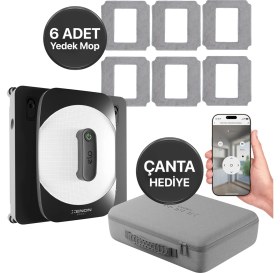 Resim Xenon Smart Cam Silme Robotu (Elo) ve 6 Adet Mop | 2'li Set, Kumandalı, 3 Modlu, Mobil Kontrol 