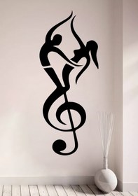 Resim habune Dans Eden Çift Ve Sol Anahtarı Notası Sevgili Duvar Sticker Yapıştırma (SUDAN VE NEMDEN ETKİLENMEZ) 