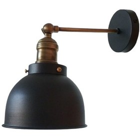 Resim Dylight Retro Siyah Metal Dekoratif Mafsallı Duvar Aplik Siyah 