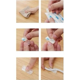 Resim 20LI Şeffaf Kablo Sabitleyici Düzenleyici Klips Duvar Fayans Cam Yapışkanlı Kablo Tutucu 