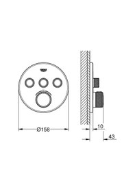 Resim Grohtherm Smartcontrol Üç Valfli Akış Kontrollü Ankastre Termostatik Duş Bataryası - 29121Gl0 