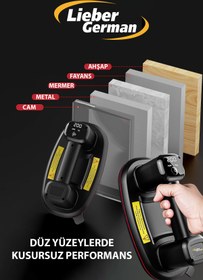Resim Lieber German Teknoloji Akülü 200 KG Kapasiteli Dijital Ekranlı Çift Motorlu Havalı Seramik Çelik Cam Vantuzu Oval 