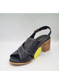 Resim Mammamia D25ys-2755 Siyah Hakiki Deri Topuklu 6cm Kadın Sandalet Siyah 