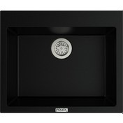 Resim Polex Cristalüx Granit Evye P-X60 Siyah Tezgah Altı Ve Tezgah Üstü Kare Mutfak Evyesi 60x50 CM 