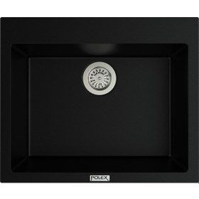 Resim Polex Cristalüx Granit Evye P-X60 Siyah Tezgah Altı Ve Tezgah Üstü Kare Mutfak Evyesi 60x50 CM 
