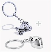 Resim Gateesat 2 Adet Motor Ve Yarış Kaskı Metal Anahtarlık Seti, Sırt Çantası Aksesuarı 