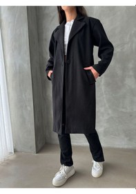 Resim H1 Style Salaş Kaşe Kaban Siyah 