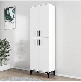 Resim Ferniso Mobilya 4 Kapak 6 Bölmeli Ayakkabılık Full Beyaz 