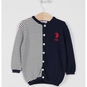 Resim U.S. Polo Assn Lisanslı Triko Striped Krem Bebek Hırka 