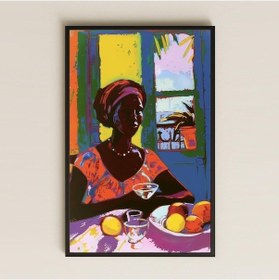 Resim Pop-art Tarzı Tropikal Afro Kadını Şeffaf Pleksi Tablo 