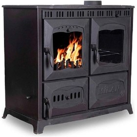 Resim Volkan Milan Fırınlı Döküm Soba Şömine 