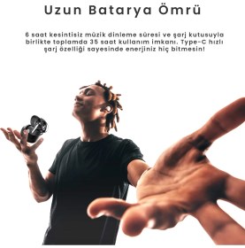 Resim Hifuture Sonicaır Kablosuz Bluetooth 5.4 Ipx5 Su Geçirmez Enc 4 Mikrofonlu Tws Kulak Içi Kulaklık Siyah 