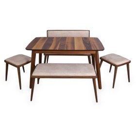 Resim meser mobilya Toros Ceviz Kaplama Mdf 90x140 Açılır Mutfak Masa/anitta Bank Takımı 