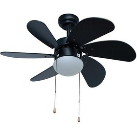 Resim Vanti 60w E27 6 Kanatlı Avizeli Siyah Ahşap Tavan Vantilatörü Kcf279 