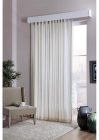 Resim Taç Krem Saten Güneşlik Perde Ekru 