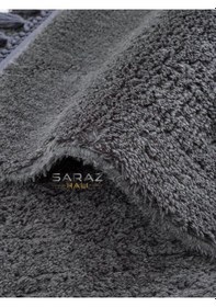 Resim Saraz Halı Puffy Banyo Paspas 2 Li Saçaklı Yıkanabilir Antrasitantrasit Antrasit 