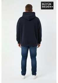 Resim Süperlife Erkek Büyük Beden Chef Baskılı Kapüşonlu Rahat Kalıp İnce Sweatshirt Spr26bsw966 Lacivert 