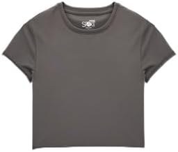 Resim Slim Fit Kısa Kollu Bisiklet Yaka Crop Spor Tişört 