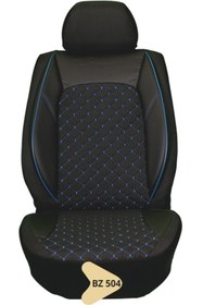 Resim K-Design ELİT JAKAR YASTIKLI KOLTUK KILIFI SERİSİ SİYAH-MAVİ ÇİZGİLİ BZ504 