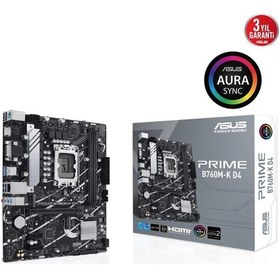 Resim Asus Prıme B760m-k D4 5333mhz Oc Ddr4 Soket 1700 M.2 Hdmı Vga Matx Anakart 