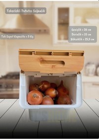 Resim 4 Lü Bambu-beyaz Renk Tekerlekli Patateslik Soğanlık Oyuncak Kutusu Patates Soğan Sepeti Toplam 48 Lt Bambu-beyaz 