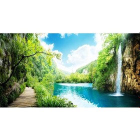 Resim 3 Boyutlu Şelale Desenli Duvar Kağıdı 