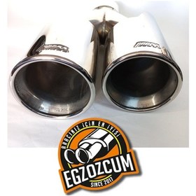 Resim 90 Mm. Tam Krom Paslanmaz Çiftli, Sağ Egzoz Ucu. M Logolu 