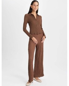 Resim Defacto Regular Fit Beli Lastikli Basic Düz Bürümcük Pantolon D4415AX24AUBN254 Kahve 