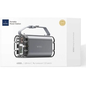 Resim AKBELLİ GROUP Taşınabilir Powerbank Dijital Ekranlı Fenerli SOS İşlevli Wiwu P003 40000mAh 100W IP67 Gri 